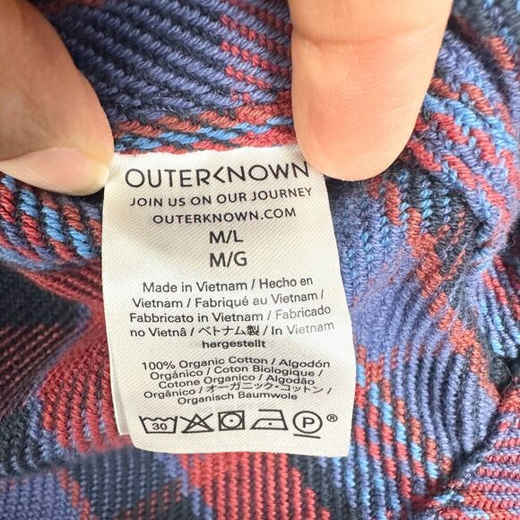 Outerknown Blanket Shirt Womens Size Medium Large Plaid Button Heavy Shacket - Picture 5 of 5